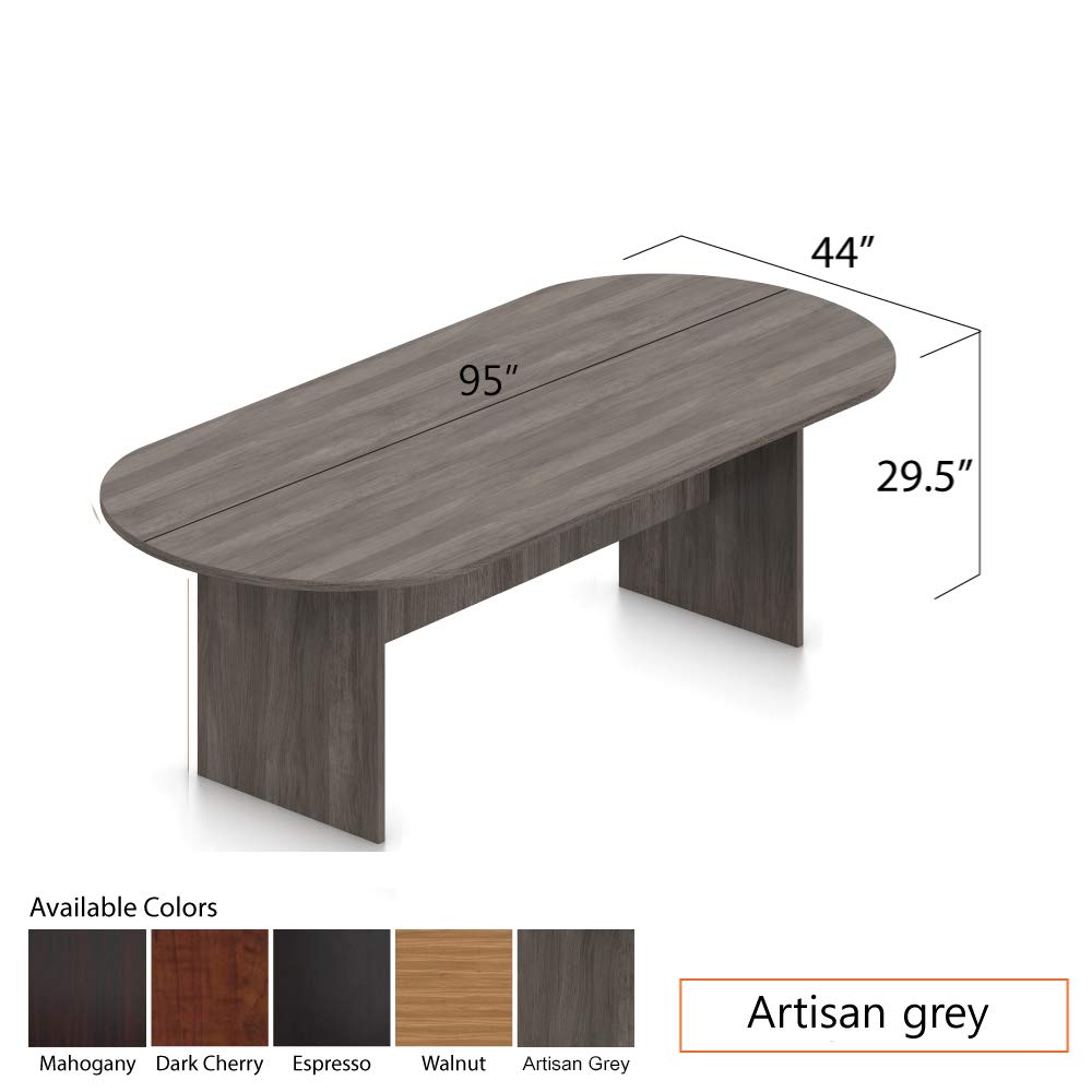 GOF 6FT, 8FT, 10FT Conference Table & Chair (G11650) Set, Dark Cherry, Espresso, Artisan Grey, Mahogany, Walnut (8ft Table Only, Artisan Grey) - WoodArtSupply