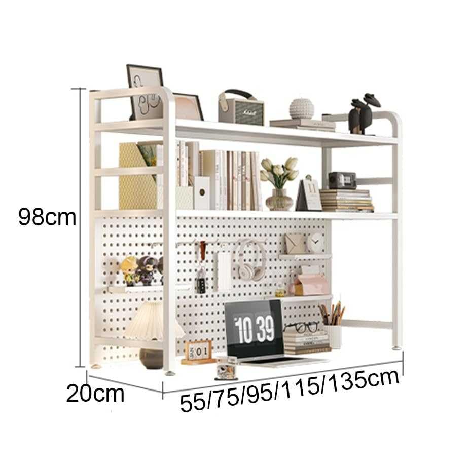 FUYAO 3 Tier Metal Hutch Bookcase Organizer, Sturdy Desktop Bookshelf for Office Desk, Countertop Hutch Display Shelf for Home Dorm Computer Desk FUYAO