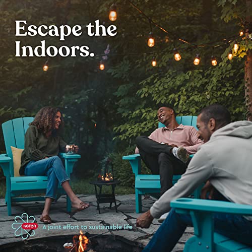 Keter Alpine Adirondack 2 Pack Resin Outdoor Furniture Patio Chairs with Cup Holder-Perfect for Beach, Pool, and Fire Pit Seating, White Keter