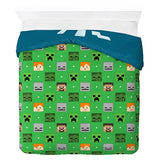 Jay Franco Kids Duvet Cover Set – 3 Piece Super Soft Bedding with Sham Pillowcase, Cover ONLY Comforter Not Included, Blue - Minecraft, Full Jay Franco