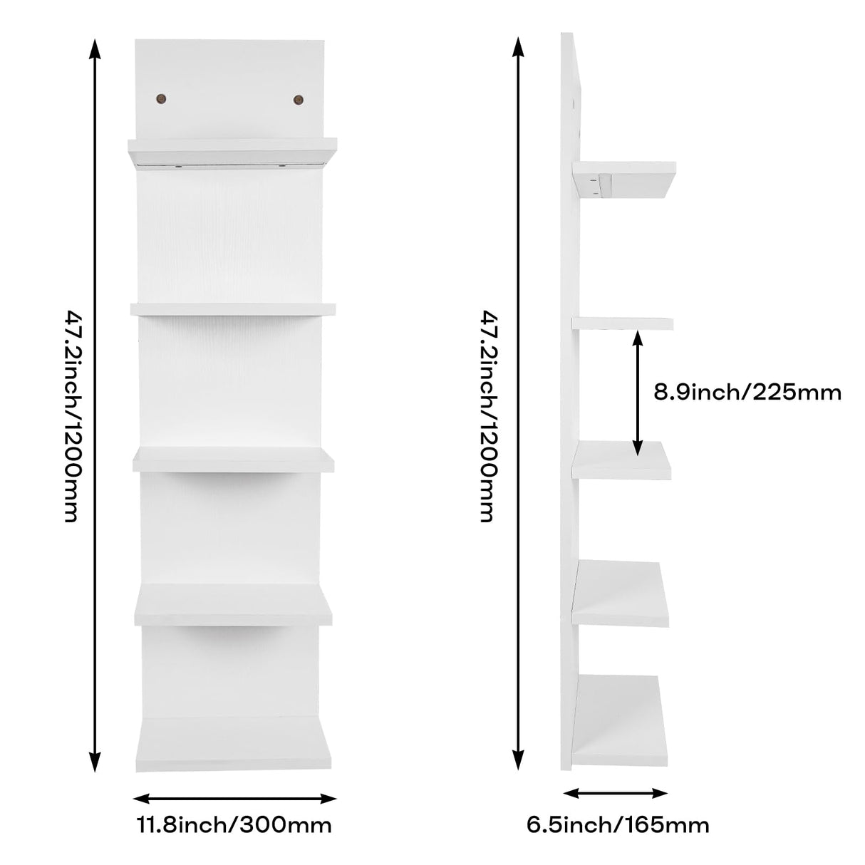 BEARUT 5 Tier White Floating Shelves with Light LED Wall Mount Vertical Lack Shelf with LED Wall Decor Shelves for Bedroom Living Rooms Bathroom Book Gaming Shelves White BEARUT