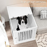 PUPETPO Dog Crate Furniture with Cushion, Dog Crate End Table Large, Indoor Dog Kennel, Dog House, Dog Cages for Large Dogs, Furniture Style Dog Crate with Flip-top, Chew-Proof Metal Bars, White PUPETPO