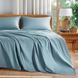 Shilucheng 100% Cotton King Size Sheets Set - 600 Thread Count，Luxury Egyptian Cotton Bed Sheets，5-Star Hotel Quality Sheets, Breathable & Cooling, 16 Inch Deep Pocket - 4 Piece (French Blue, King) Shilucheng