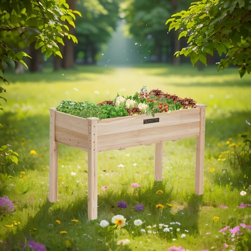 SweetBin Wooden Raised Garden Bed, 45”L X 23”W X 30”H Garden Planter with Legs for Vegetable, Flower, Herb, Elevated Wood Planter Box Stand，Perfect for Outdoor, Backyard, Patio, Gardening Balcony