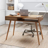 Nathan James Parker Modern Home Office Writing, Computer or Laptop Desk with Open Storage Cubby and Small Drawer, Walnut Nathan James