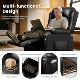 TOMOSLTER Home Theater Seating Power Recliner Chair, Massage Reclining Sofa with Cup Holders, Wall Hugger RV Recliners,145° Adjustable Recline & Pockets for Movie Room(Black, Single Chair)