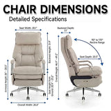 Dual Motor Executive Home Reclining Office Chair with Footrest - One-Click Electric Recline with Massage & Pillow Support Big and Tall PU Leather Ergonomic Desk Chair, High Back Wide Seat (White) COTYFLY