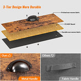 Furologee End Table with Storage Shelf and Fabric Drawer, 2 Tiers Industrial Nightstand, Bedside Table Organizer, 23.6 Inch Tall Side Table for Living Room Bedroom, Rustic Brown, Easy Assembly Furologee