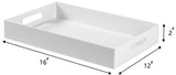 Sooyee Serving Tray with Handles,16" x 12" Decorative Tray,Coffee Table Tray,Acrylic Tray for Breakfast, Tea, Food, Butler,Table Ottoman Vanity Countertop,White Sooyee