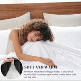 PHF Ultra Soft Waffle Weave Comforter Set King Size, 3 Pieces Lightweight Breathable Comfy Bedding Set, Comfy Textured 1 Comforter with 2 Pillow Shams, White PHF
