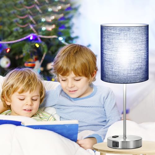 𝟮𝟬𝟮𝟯 𝗡𝗘𝗪 Set of 2 Touch Control Table Lamps with 2 USB & AC Outlet, 3-Way Dimmable Bedside Nightstand Lamps for Bedroom Living Room Nursery, 800 Lumens 5000K Daylight Bulbs Included