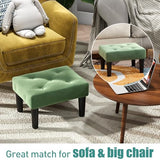 viewcare Ottoman Foot Stool, Green Small Ottoman footrest, Velvet Soft Footrest Ottoman with Wood Legs, Sofa Footrest Extra Seating for Living Room Entryway Office viewcare
