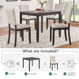 JIJIWANG Modern 4 Person Dining Table Set with 4 Chairs, Dining Table Set for 4 People, 5-Piece Wooden Dining Table Sets for Living Room, Kitchen and Dining Room, Antique Black + Beige JIJIWANG