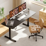 FitStand Adjustable Stand Up Desk Standing Desk, 63x24 Inches Home Office Desk with Memory Preset, Computer Workstation Splice Black Top + Black Frame FitStand