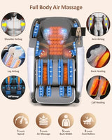 RELX Massage Chair Full Body, 20 Modes Zero Gravity SL-Track Shiatsu Massage Chair Built-in Heat System, Airbag Massage with Body Scan, Deep Yoga Stretch, Calfrest Extension and AI Control(White) RELX
