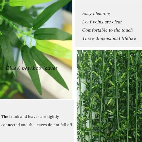 Artificial Bamboo Tree Privacy Fence, Faux Bamboo Plant Partition Screen With Wooden Base, For Greenery Wall Backdrop, Landscaping, Room Dividers, Indoor Outdoor Decor(1m/3.2ft,120cm/47.2in-22 pole) GZHERVICES