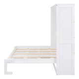 Merax Modern Farmhouse Solid Wood Murphy Bed Chest/Space Saving/Wood Slat Support/Queen,White Merax