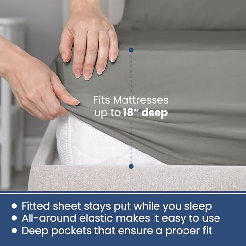 3 Piece Twin Sheet Set | 400 Thread Count | Twin Bed Sheets Set | Lightweight Breathable 100% Cotton Sheets | Wrinkle Resistant & Fade Resistant Sateen Sheets | Silky Soft & Durable | Gray Martex
