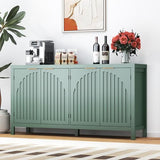 SAHISTCT 58" Modern Fluted Sideboard Buffet Cabinet with Storage, Modern Credenza with Arched Doors, Coffee Bar Table, Wood Media TV Console Table Credenza for Living Room Hallway Entryway (Green) SAHISTCT