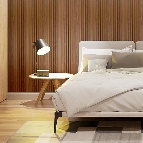 Art3d Slat Wall Panels, WPC Soundproof 3D Wall Paneling for Interior Wall Decor, TV Background, 8-Pack 96 x 6 in. Teak Art3d