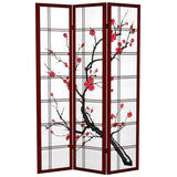Red Lantern 6 ft. Tall Canvas Cherry Blossom Room Divider-Rosewood-3 Panels, 71 inches high Wide Red Lantern