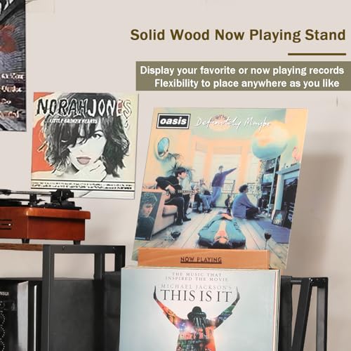 HYCFYJR Record Player Stand, 3-Tier Vinyl Record Storage, Turntable Stand with Now Playing Holder, Vinyl Display for Living Room, Rustic Brown HYCFYJR