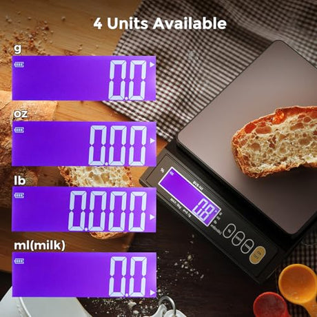 Bonvoisin Baking Scale 0.1 Gram Accuracy Digital Scale for Kitchen, Candle, Soap and Sourdough Bread Making, with Percentage Weighing Function, Weigh in Grams, Pounds and Ounces (10 lb) Bonvoisin