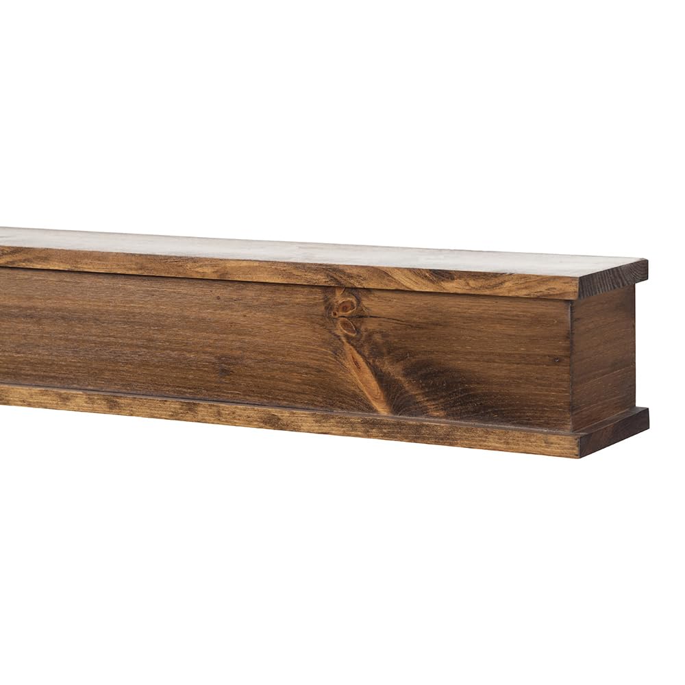 Modern Ember Cody 48 Inch Floating Wood Fireplace Mantel Shelf | Unfinished - Wooden Shelf with Symmetrical Top & Bottom Molding Modern Ember