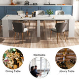 HOMBIX Expandable Dining Table, Transformer Console to Dining Table for 12, Folding Space Saving Dining Room Table with Elegant Marble Top, Marble White HOMBIX