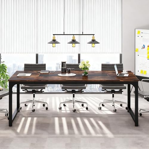 Tribesigns 6.6 ft Rectangular Conference Table, 78.7'' Meeting Table for 6-8 People, Industrial Seminar Training Table for Office Room Boardroom, Rustic Brown Tribesigns