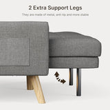 Gizoon Futon Sofa Bed, 70.9" Futon Couch with Adjustable Backrest, Removable Armrest for Extended Length, Mid Century Modern Loveseat for Living Room, 6 Wood Legs, 2 Metal Support Rods, Dark Grey Gizoon