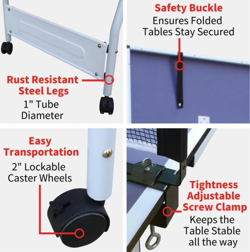 SculPong 9FT Table Tennis Table, Foldable Ping Pong Table Set for Indoor Games, Portable Table Tennis Table with Net, 2 Table Tennis Paddles and 3 Balls SculPong