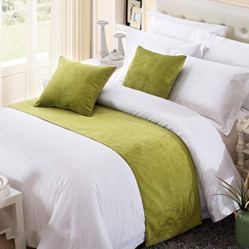 Twelve Green Chenille Bed Runner Single Bedding Scarf Decorative for Bedroom Hotel Wedding Room Twelve
