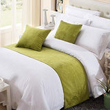 Twelve Green Chenille Bed Runner Single Bedding Scarf Decorative for Bedroom Hotel Wedding Room Twelve