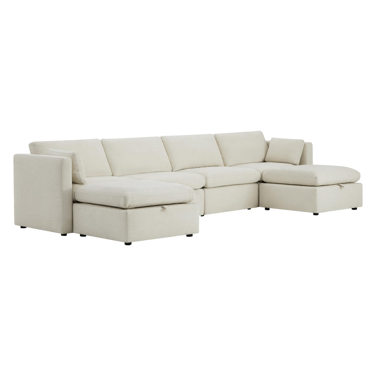 CHITA Oversized Modular Sectional Fabric Sofa Set, FSC Certified Extra Large U Shaped Couch Reversible Chaise Modular Sectional Couch, 146 inch Width, 6 Seat Modular Sofa with Storage Ottomans, Linen CHITA
