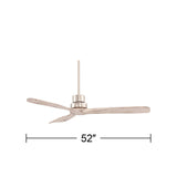 Casa Vieja 52" Delta-Wing DC Modern 3 Blade Indoor Ceiling Fan with Remote Brushed Nickel Silver Gray Solid Wood Damp Rated for Patio Exterior House Home Porch Gazebo Garage Barn Casa Vieja