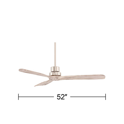 Casa Vieja 52" Delta-Wing DC Modern 3 Blade Indoor Ceiling Fan with Remote Brushed Nickel Silver Gray Solid Wood Damp Rated for Patio Exterior House Home Porch Gazebo Garage Barn