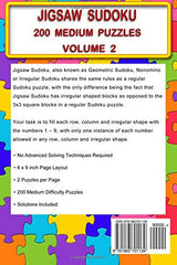 Jigsaw Sudoku: 200 Medium Jigsaw Sudoku Puzzles Volume 2 CREATESPACE
