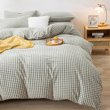 mixinni Green Gingham Comforter Set Queen, Plaid Comforter Set 3 Pieces 1 Green Grid Comfoter with 2 Pillow Cases for All Seasons, Soft Fluffy Modern Grid Pattern Printed Bedding-Queen Size mixinni