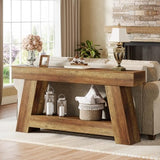 Tribesigns 70.9 Inch Long Console Tables, Farmhouse Entryway Table with Storage, 2-Tier Sofa Table Behind Couch for Entrance, Hallway, Living Room (Rustic Brown) Tribesigns