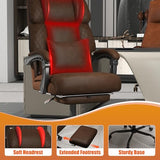 Ergonomic Office Chair with Footrest, 400lbs High Back Executive Home Office Computer Chair with Unique Ear-Shape Headrest for Neck Support,Coffee Leather Office Chairs for Home Office Work Hihady