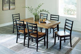Signature Design by Ashley Blondon Rectangular Dining Room Table Set with 6 Chairs, Chevron Pattern, Tapered Legs, Seats 6, Wood, 60" Long, Brown & Black Signature Design by Ashley
