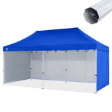 CROWN SHADES 10x20 Pop Up Canopy Tent, Thicken Frame Commercial Heavy Duty Tent, Silver-Coated with 4 Sidewalls 8 Stakes & 4 Sandbags & 4 Ropes, Outdoor Canopies for Events, Parties, Blue CROWN SHADES