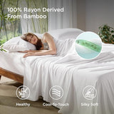 Bedsure Full Size Bed Sheets, Cooling Sheets, Rayon Derived from Bamboo, Deep Pocket Up to 16", Breathable & Soft, Hotel Luxury Silky Bedding for Hot Sleepers, White Bedsure