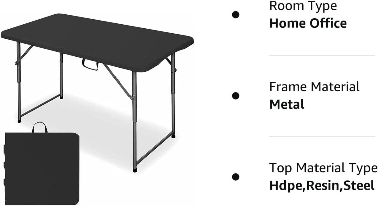 Edtian Folding Table, 4FT Small Portable & Foldable for Indoor & Outdoor Use, Compact Card Table for Camping, Crafting Edtian