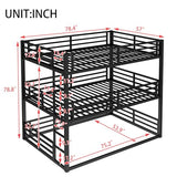 Harper & Bright Designs Heavy Duty Triple Bunk Bed, Full Over Full ove Full Bunk Bed with Ladders, Metal Bunk Beds with Guardrails for Kids, Teens, Adults, Noise-Reduced, Black Harper & Bright Designs