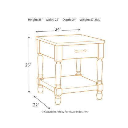 Signature Design by Ashley Shawnalore Farmhouse Solid Pine Wood End Table, Weatherworn White Finish - WoodArtSupply