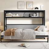 Harper & Bright Designs Twin Size Horizontal Murphy Bed with Shelves, Modern Metal Platform Bed Frame with Foldable and Space-Saving Design, for Home Guest Room Small Room, Grey Harper & Bright Designs