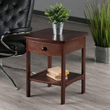 Winsome 22 x 18 x 18-Inch Wood Curved End Table/Night Stand With One Drawer, Brown (94918) Winsome