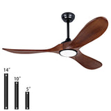 dearnow 52" wood ceiling fan with light with remote control, indoor outdoor wood ceiling fan with 3 wood blades for patio, living room, dining room, pavilion yard, etc (black + walnut) dearnow